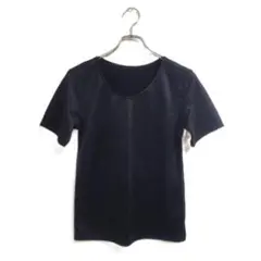 半袖Tシャツ 黒 シンプル 無地 L 光沢 ベロア風 カジュアル 上品 おしゃれ