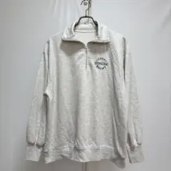 ems ハーフジップトレーナー（F）ライトグレー系　裏地パイル　刺繍ワンポイント