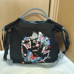 エコバッグ 刺繍エコバッグ トートバッグ　ナイロンバック Mサイズ