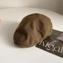 ハンチング帽 キャスケットベレー帽 キャラメル色 秋冬コーデ 男女兼用
