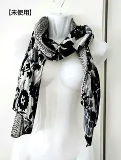 【未使用】モノトーン 花柄 ストール