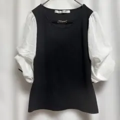 【新品未使用品】Ray Cassin 五分袖トップス 黒・白