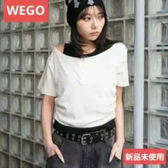 【新品未使用】WEGO　トップス　レイヤードヘンリーネック半袖T　ホワイト