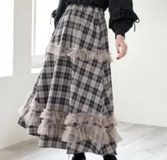 idem イデム tulle frill × check skirtのサムネイル