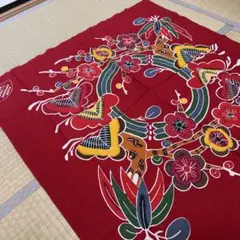 紅型　風呂敷　赤色