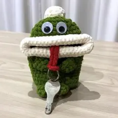 2way ハンドメイド もんちゃん編みぐるみキーケース グリーンのサムネイル
