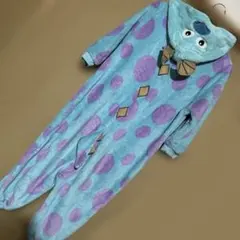 サリー　水色と紫の水玉模様フード付きオールインワン　130