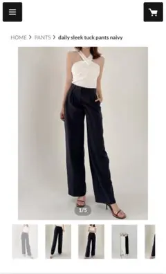 【bocheron】daily sleek tuck pants naivy