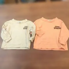 Little WEEKEND 長袖Tシャツ 2枚セット ベージュオレンジ　お揃い
