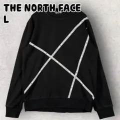 ザノースフェイス スウェット トレーナー ラインロゴ 韓国限定 L ブラック