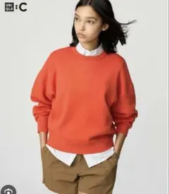 UNIQLO ユニクロ スムースコットンクルーネックセーター 長袖 オレンジ
