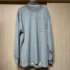 グレー ポケット付き クルーネック トレーナー