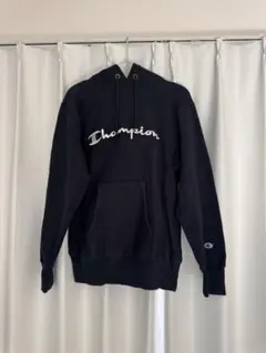 Champion ブラック フード付きパーカー M