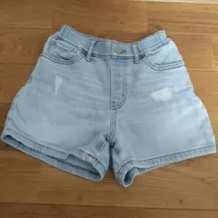 ライトブルー ダメージデニムショートパンツ