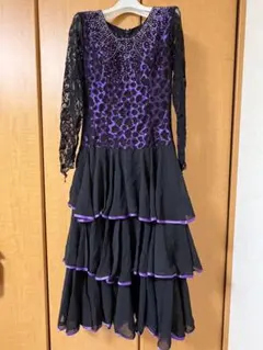 社交ダンス　ドレス　黒　紫のサムネイル