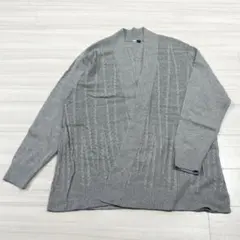しまむら ケーブル編み ニットカーディガン グレー L