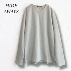 良品❤【ハイダウェイ】ワッフル素材Vネック長袖カットソー ロングスリーブTシャツ