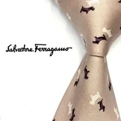 ◆美品◆Salvatore Ferragamo ネクタイ ピンク 犬柄 高級感