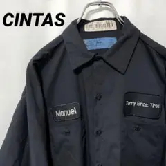 N-5737 CINTAS アメリカ古着 ワークシャツ 長袖 企業ロゴワッペンL