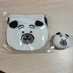 ナガノ　おかおミニ巾着　ナガノ展　おかおぬいぐるみバッジ　パグ