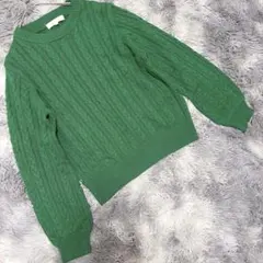 grove グローブ（M）ニット セーター グリーン ケーブル編み
