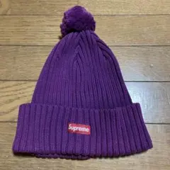 Supreme ニット帽 ビーニー ポンポン付き レッド ネイビー - メルカリ