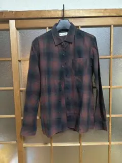 ナノユニバース赤黒オンブレチェック 長袖シャツ