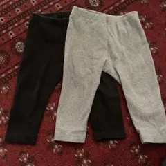 リブ編みパンツ 黒 グレー 2点セット