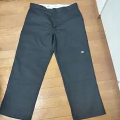 Dickies ブラック ダブルニー ルーズフィット ワークパンツ 38x30