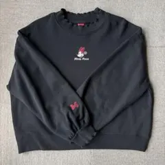 ミニー トレーナー 黒 裏起毛