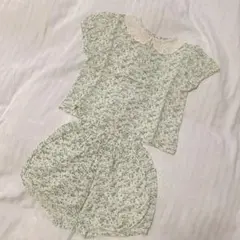 韓国子供服　レース襟　花柄コットンセット（95cm未満）セットアップ