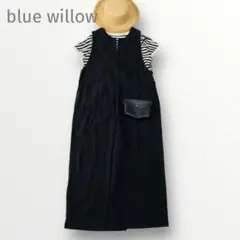 ブルーウィロー フレンチブリュ コットンリネン ノースリーブ サロペット