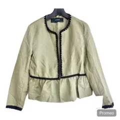 新品【ZARA BASIC】L 綿麻 コットンリネン ショートジャケット カーキ