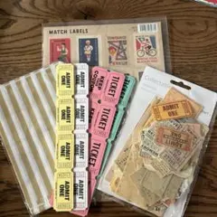紙もの　海外　チケット　タグ　シール　セット　ジャーナル