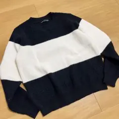 SHEIN ボーダーニット ブラック ホワイト モノトーン