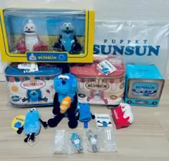 パペットスンスン ハッピーバッグ、レトロテレビ缶、バニティポーチなどグッズセット