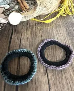 シュシュ　ヘアアクセサリー　ヘアゴム　ハンドメイド　かぎあみ