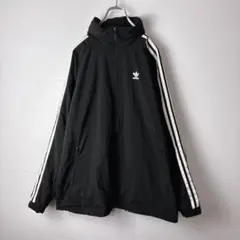 adidas アディダス ナイロンジャケット トレフォイルロゴ 黒　メンズ　古着