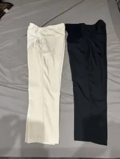 マタニティパンツ テーパードパンツ　アイボリーブラック2点セット