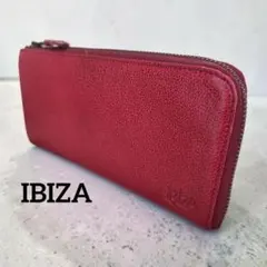 イビザ IBIZA 長財布 薄型 大容量 L字ファスナー 赤 本革のサムネイル