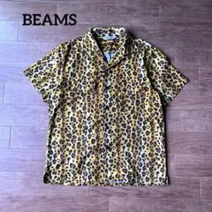 BEAMS レオパード柄 オープンカラーシャツ アニマル 総柄 コットン 日本製のサムネイル