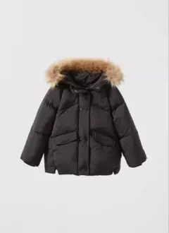 ZARA 92㎝　ブラックダウンコート フード付き