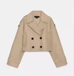 【完売品】ZARA ショートダブルブレストトレンチコート XS 新品タグつき