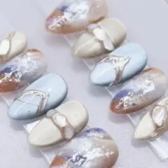 1083ネイルチップMサイズ 韓国 ニュアンス シェル ミラー 上品　マグネット