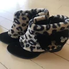 リボン付き　ファーブーツ　22cm ディズニー　ヒョウ柄