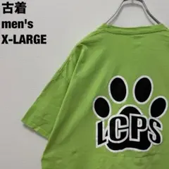 古着 ポートアンドカンパニー Tシャツ バックプリント ライムグリーン 黄緑XL