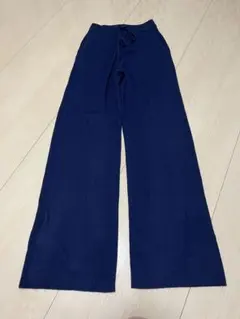 新品　UNIQLO ウォッシャブルニットリブパンツ ネイビー　Lサイズ　丈長め