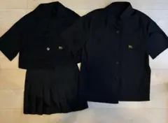ペアルック　黒のシャツとスカートの3点セット
