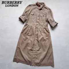 BURBERRY LONDON ロールアップ シャツワンピース ベージュ L