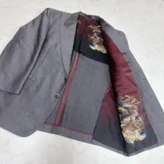✨美品✨ストライプ テーラードジャケット 龍の裏地 背抜き